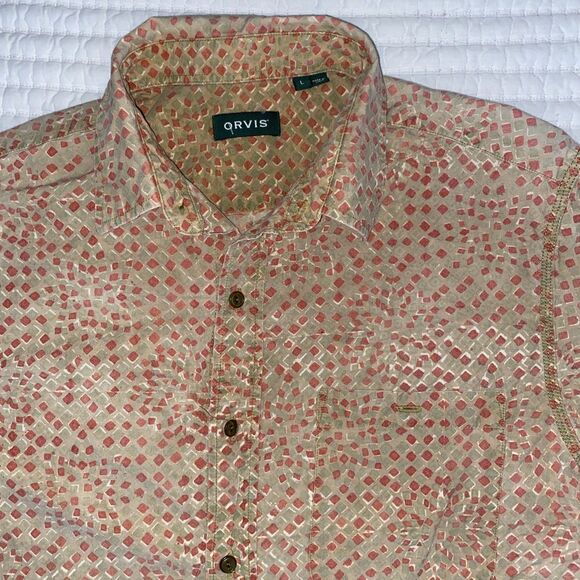 Orvis Short Sleeve Patchwork Shirt Men’s Large Multicolor Button Down - Picture 2 of 4